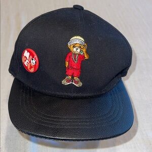 Black Cap with Vibrant teddy bear Embroidery